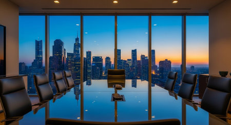 Modern Corporate Business Interior and Technology Environment.