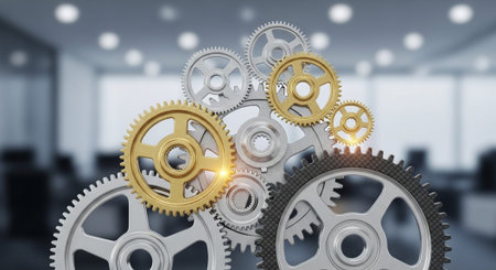 Modern Corporate Business Interior and Technology Environment.