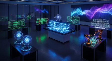 Modern Corporate Business Interior and Technology Environment.