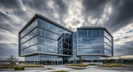 Modern Corporate Business Interior and Technology Environment.