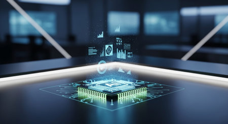 Modern Corporate Business Interior and Technology Environment.