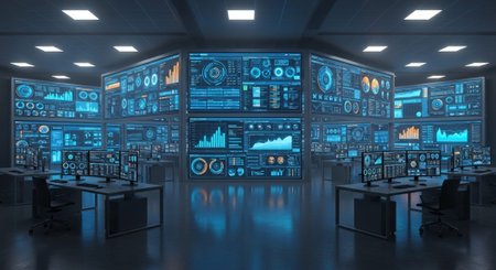 Modern Corporate Business Interior and Technology Environment.