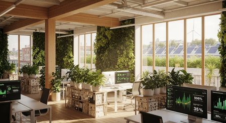 Modern Corporate Business Interior and Technology Environment.