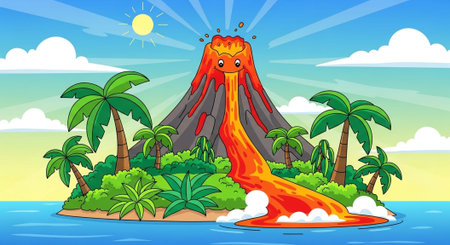 Cute Animal Cartoon Nature Scene.の写真素材