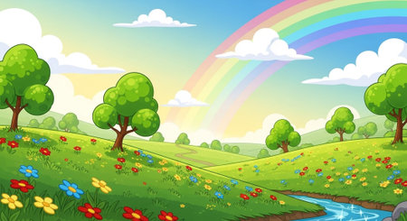 Cute Animal Cartoon Nature Scene.の写真素材