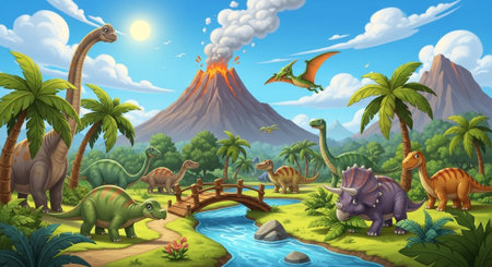 Cute Animal Cartoon Nature Scene.の写真素材