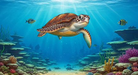 Cute Animal Cartoon Nature Scene.
