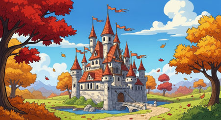 Cute Animal Cartoon Nature Scene.の写真素材