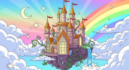 Cute Animal Cartoon Nature Scene.の写真素材