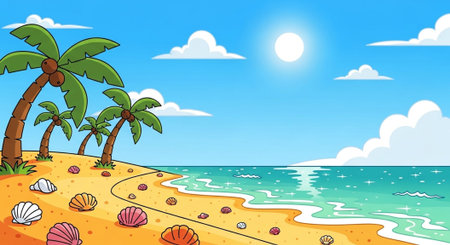 Cute Animal Cartoon Nature Scene.の写真素材