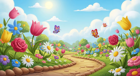 Cute Animal Cartoon Nature Scene.の写真素材