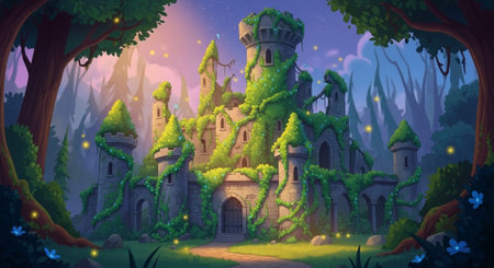 Cute Animal Cartoon Nature Scene.の写真素材