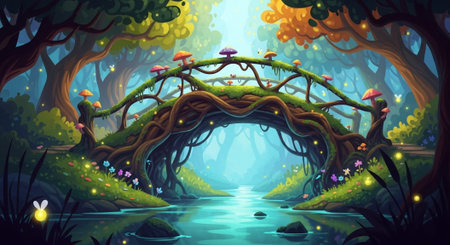 Cute Animal Cartoon Nature Scene.の写真素材