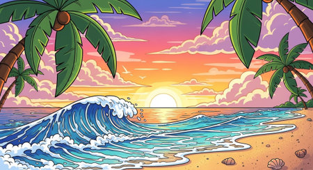 Cute Animal Cartoon Nature Scene.の写真素材