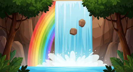 Cute Animal Cartoon Nature Scene.の写真素材