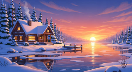 Cute Animal Cartoon Nature Scene.の写真素材