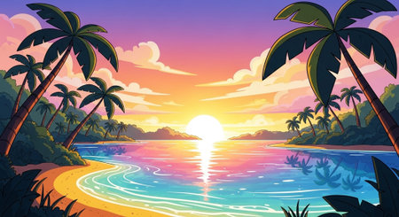 Cute Animal Cartoon Nature Scene.の写真素材