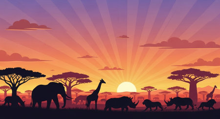 Cute Animal Cartoon Nature Scene.の写真素材