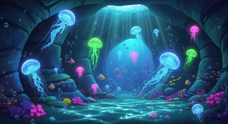 Cute Animal Cartoon Nature Scene.