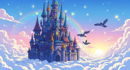 Cute Animal Cartoon Nature Scene.の写真素材