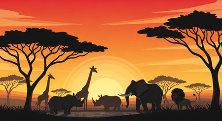 Cute Animal Cartoon Nature Scene.の写真素材