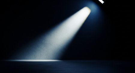 Luxury award ceremony stage background with golden spotlights, red carpet, crown, podium and elegant...