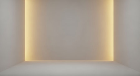Luxury award ceremony stage background with golden spotlights, red carpet, crown, podium and elegant...