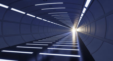 Luxury award ceremony stage background with golden spotlights, red carpet, crown, podium and elegant theater lighting.の写真素材