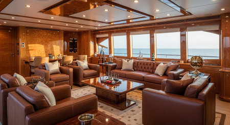 Luxury award ceremony stage background with golden spotlights, red carpet, crown, podium and elegant theater lighting.の写真素材