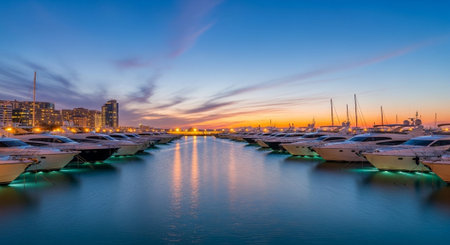 Luxury award ceremony stage background with golden spotlights, red carpet, crown, podium and elegant theater lighting.の写真素材