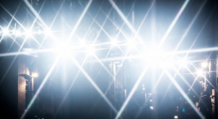 Luxury award ceremony stage background with golden spotlights, red carpet, crown, podium and elegant...