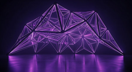 Luxury award ceremony stage background with golden spotlights, red carpet, crown, podium and elegant...