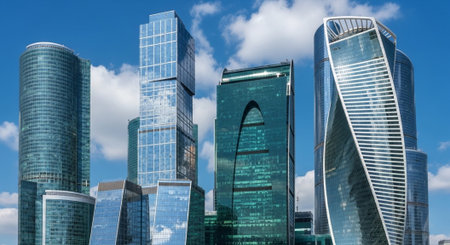 Futuristic Smart City Skyline with Neon Lights and Advanced Transportation Technology.