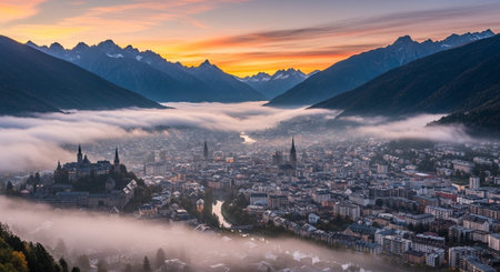 Futuristic Smart City Skyline with Neon Lights and Advanced Transportation Technology.の写真素材