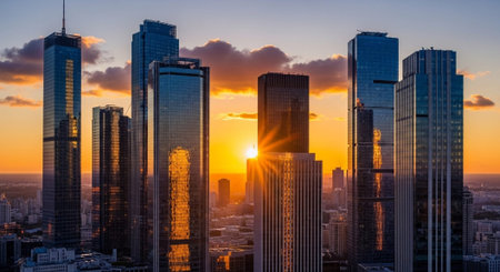 Futuristic Smart City Skyline with Neon Lights and Advanced Transportation Technology.