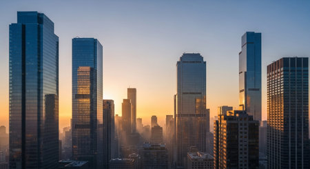 Futuristic Smart City Skyline with Neon Lights and Advanced Transportation Technology.