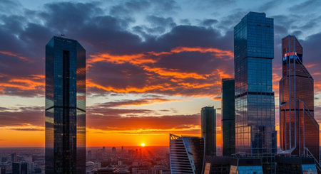 Futuristic Smart City Skyline with Neon Lights and Advanced Transportation Technology.