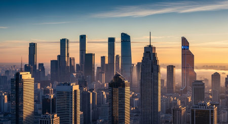 Futuristic Smart City Skyline with Neon Lights and Advanced Transportation Technology.