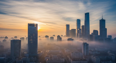 Futuristic Smart City Skyline with Neon Lights and Advanced Transportation Technology.