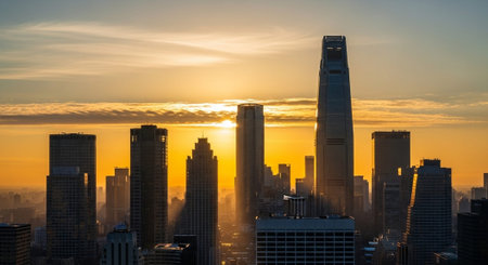 Futuristic Smart City Skyline with Neon Lights and Advanced Transportation Technology.