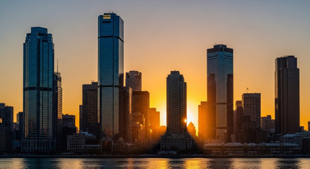 Futuristic Smart City Skyline with Neon Lights and Advanced Transportation Technology.