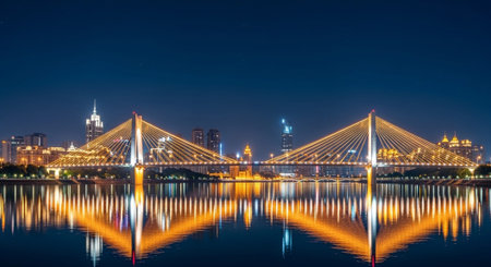 Futuristic Smart City Skyline with Neon Lights and Advanced Transportation Technology.