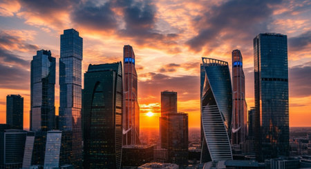 Futuristic Smart City Skyline with Neon Lights and Advanced Transportation Technology.