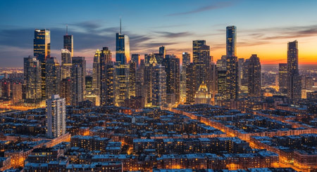 Futuristic Smart City Skyline with Neon Lights and Advanced Transportation Technology.