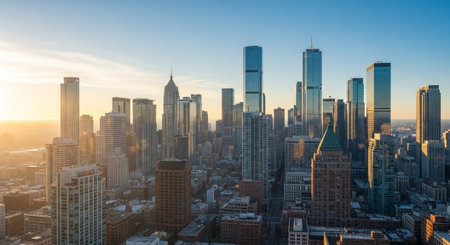 Futuristic Smart City Skyline with Neon Lights and Advanced Transportation Technology.