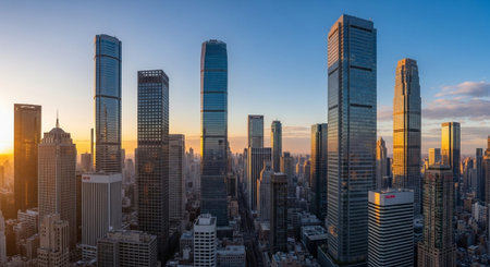 Futuristic Smart City Skyline with Neon Lights and Advanced Transportation Technology.