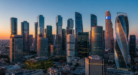 Futuristic Smart City Skyline with Neon Lights and Advanced Transportation Technology.