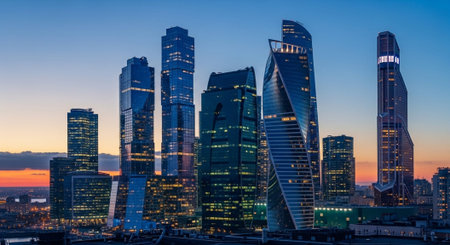 Futuristic Smart City Skyline with Neon Lights and Advanced Transportation Technology.