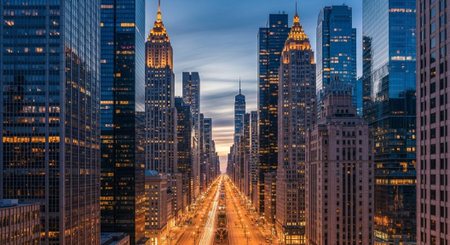 Futuristic Smart City Skyline with Neon Lights and Advanced Transportation Technology.の写真素材