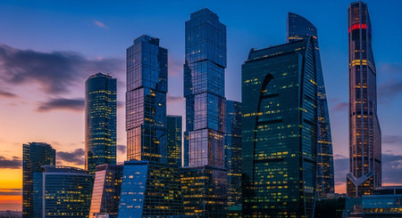 Futuristic Smart City Skyline with Neon Lights and Advanced Transportation Technology.